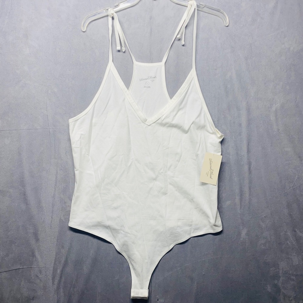 Universal Thread Womens White Tie Strap Bodysuit‎ Size XL Sleeveless